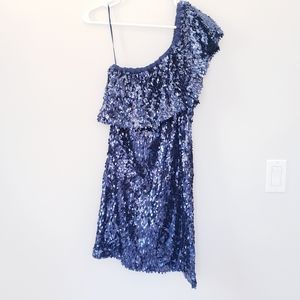 BB DAKOTA Navy Sequined One Shoulder Dress LIKE NEW Worn 1x for Eras Tour